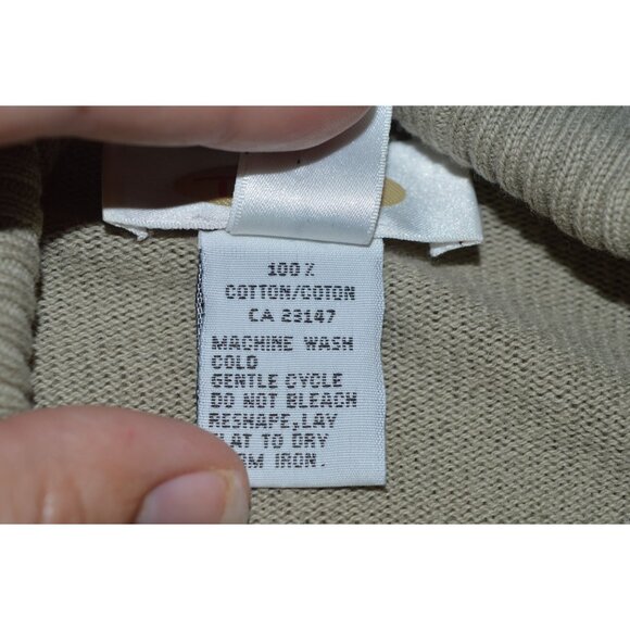 Vintage Talbots Gray Green Turtle Neck Sweater Womens Large 100% Cotton Neutral - Picture 4 of 8